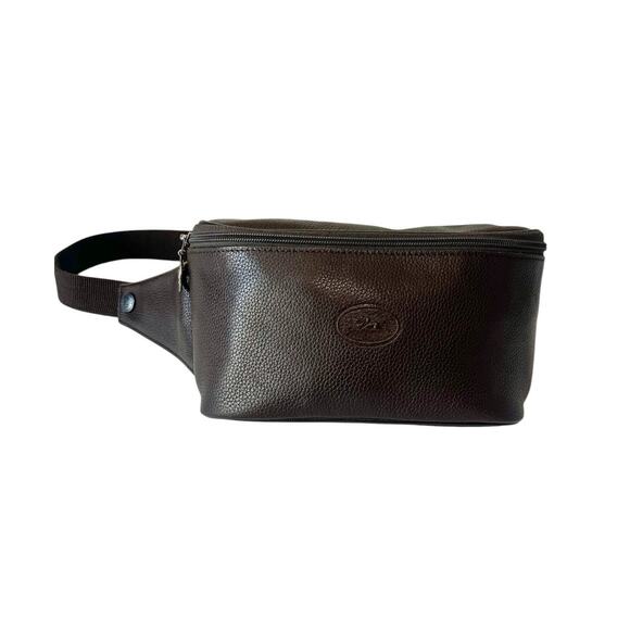 Longchamp Handbags - Longchamp Vintage Le Foulonne Pebbled Leather Belt Bag Fanny Pack Y2K Dark Brown